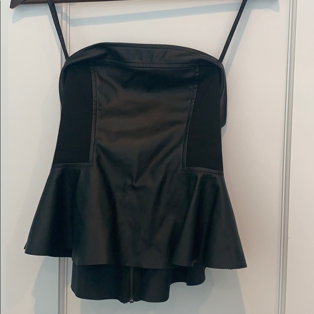 BCBGeneration Leather Peplum Top